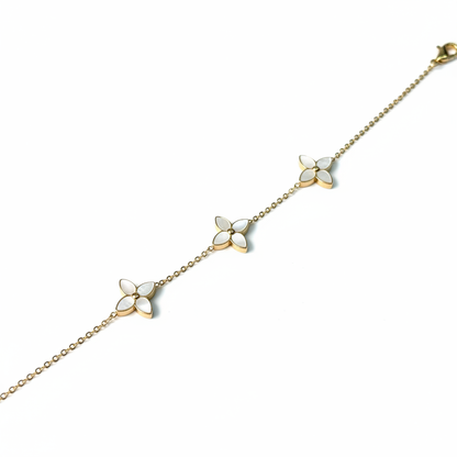 Mother of Pearl Flower Bracelet - White Background Detail
