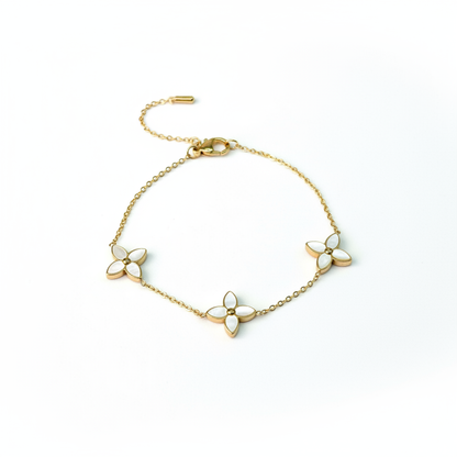 Mother of Pearl Flower Bracelet - White Background