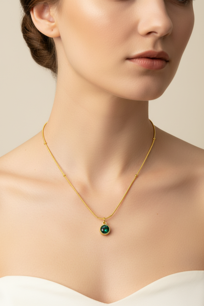 Studio model shot — close-up pendant focus